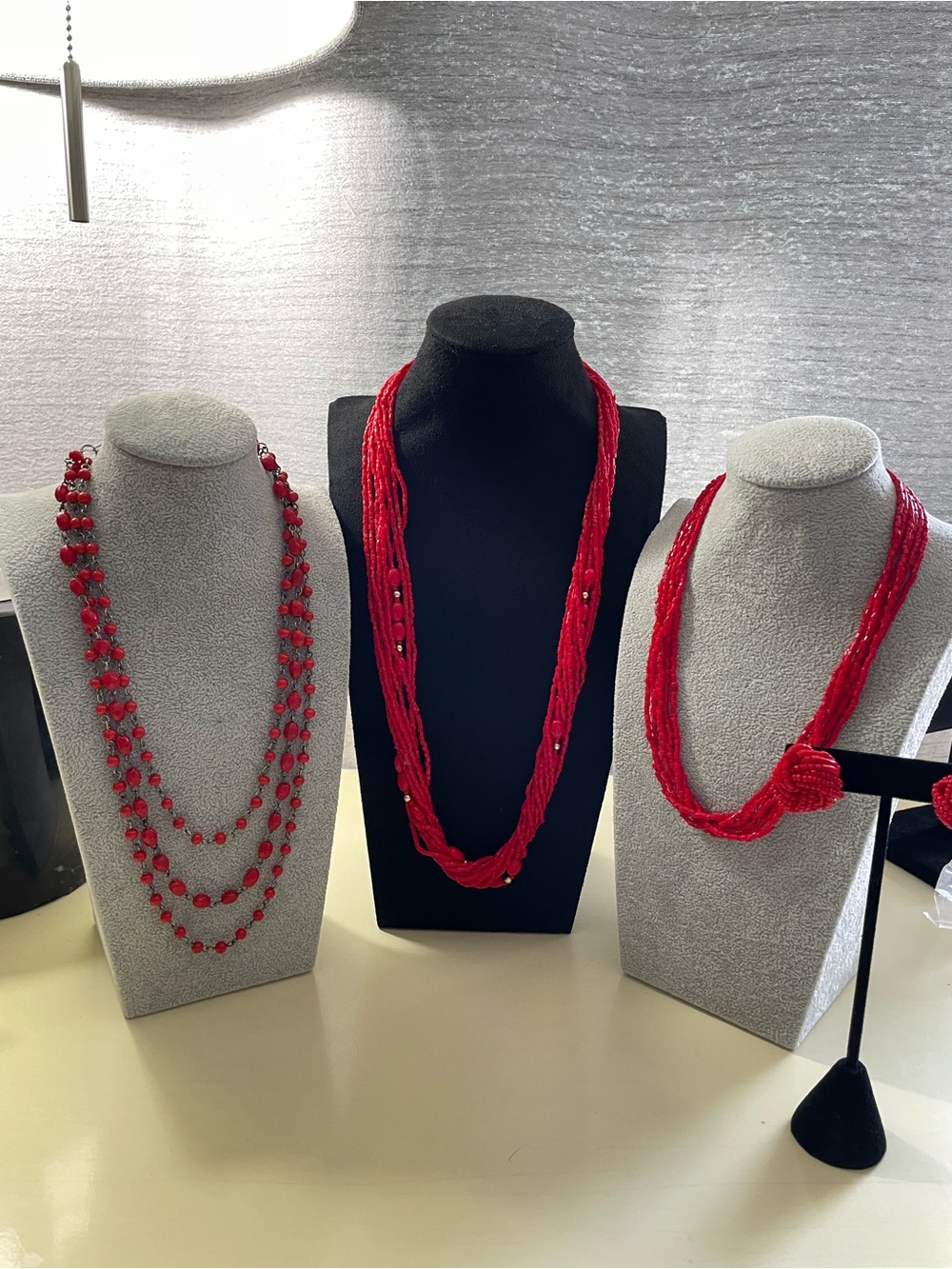 Red Multi-Strand Beaded Necklace Collection - Brand